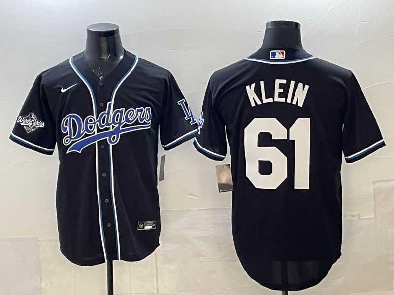 Men 2025 Nike Los Angeles Dodgers #61 Klein Black Game MLB Jersey 05